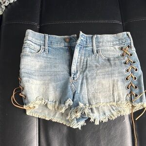 Hollister Blue Lace-Up Jean Shorts